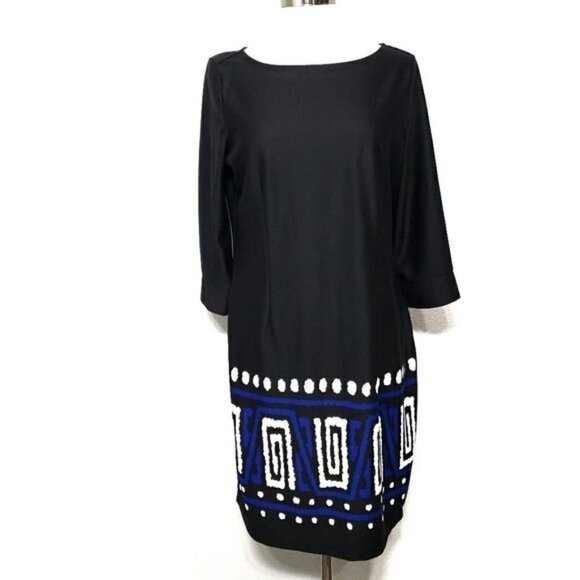 Marc Bouwer Dress Ponte Knot Sheath Women's‎ Size M Black Blue White - Picture 7 of 7